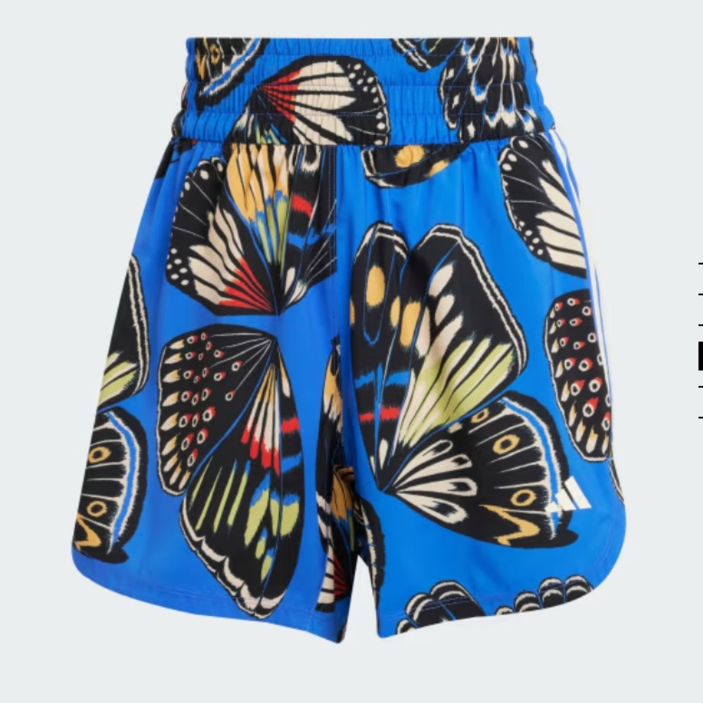 Adidas x Farm Rio Blue Butterfly Print Athletic Shorts